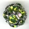 1 12mm Round Gunmetal with Olive Rhinestones